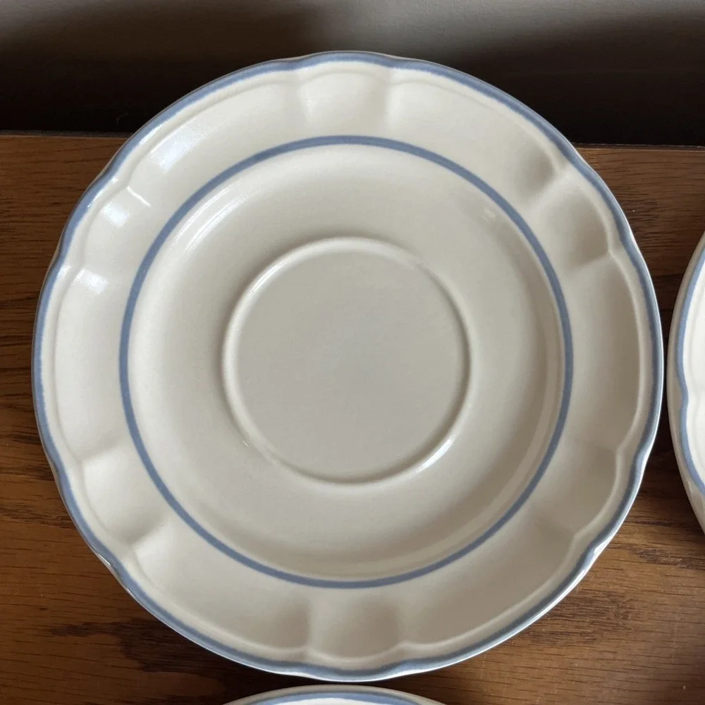 Vintage Cordella Collection Bluet Set Of 4 Saucers And 1 Coffee Cup Blue Floral